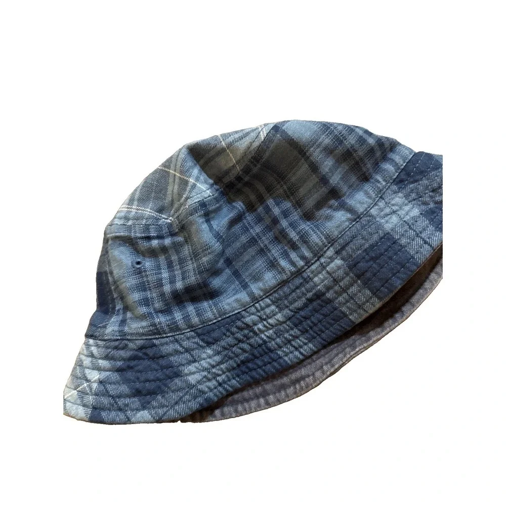 American Eagle Blue Denim Plaid Bucket Hat Small